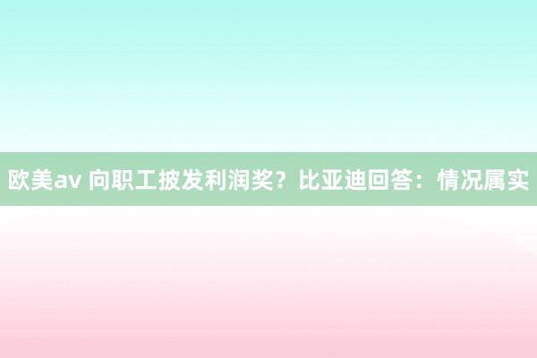 欧美av 向职工披发利润奖？比亚迪回答：情况属实