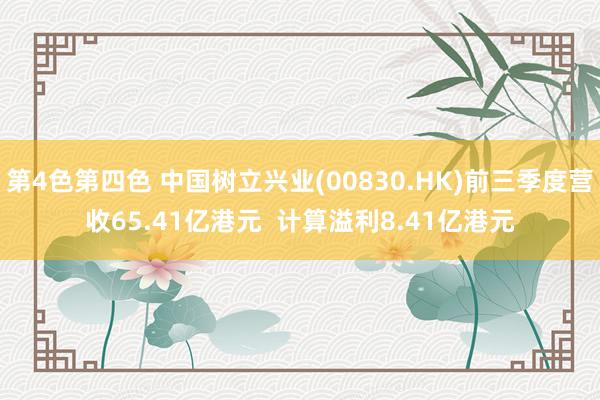 第4色第四色 中国树立兴业(00830.HK)前三季度营收65.41亿港元  计算溢利8.41亿港元