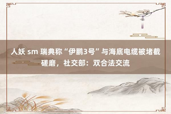 人妖 sm 瑞典称“伊鹏3号”与海底电缆被堵截磋磨，社交部：双合法交流