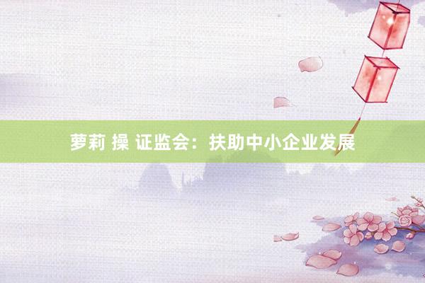 萝莉 操 证监会：扶助中小企业发展