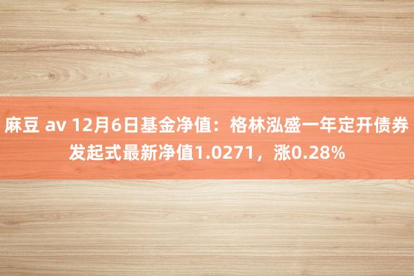 麻豆 av 12月6日基金净值：格林泓盛一年定开债券发起式最新净值1.0271，涨0.28%