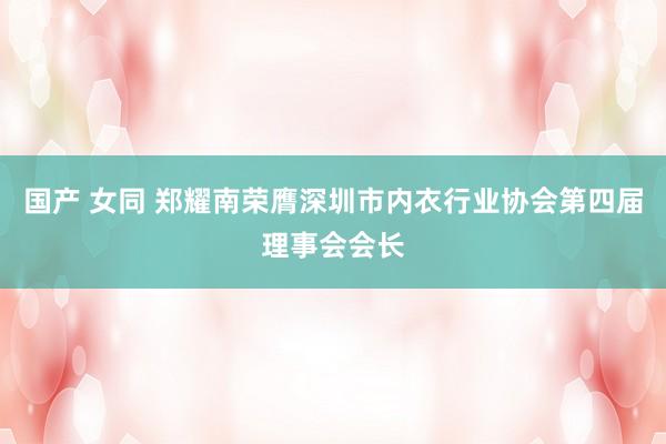 国产 女同 郑耀南荣膺深圳市内衣行业协会第四届理事会会长