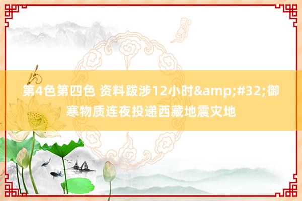 第4色第四色 资料跋涉12小时&#32;御寒物质连夜投递西藏地震灾地
