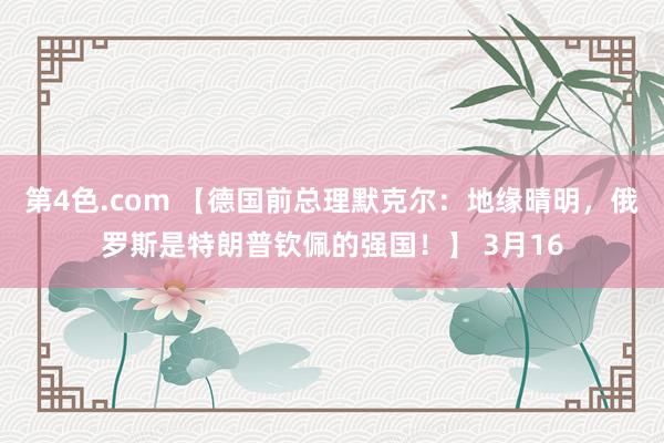 第4色.com 【德国前总理默克尔：地缘晴明，俄罗斯是特朗普钦佩的强国！】 3月16