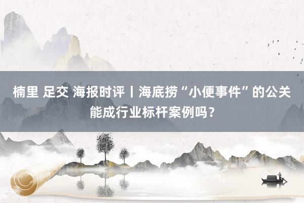 楠里 足交 海报时评丨海底捞“小便事件”的公关能成行业标杆案例吗？