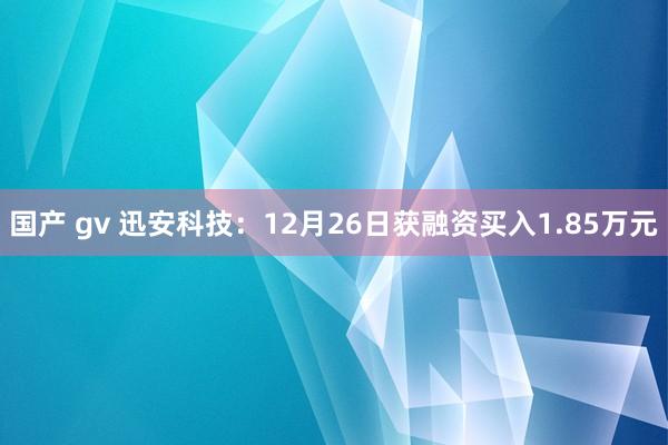 国产 gv 迅安科技：12月26日获融资买入1.85万元