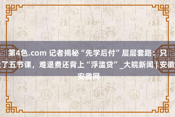 第4色.com 记者揭秘“先学后付”层层套路：只上了五节课，难退费还背上“浮滥贷”_大皖新闻 | 安徽网