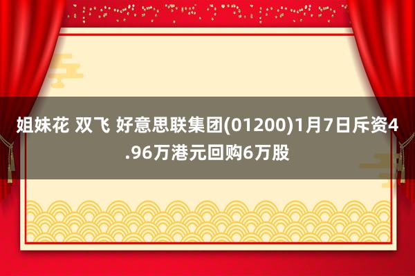 姐妹花 双飞 好意思联集团(01200)1月7日斥资4.96万港元回购6万股