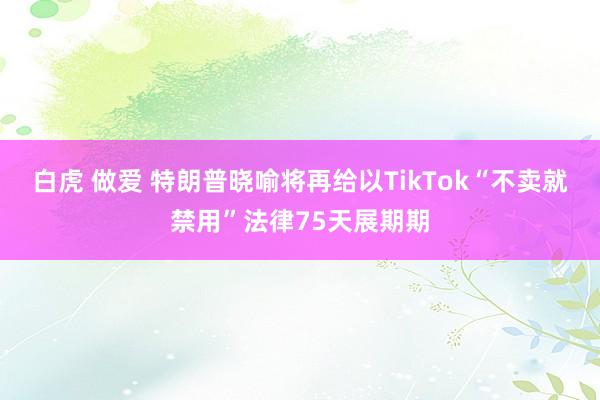 白虎 做爱 特朗普晓喻将再给以TikTok“不卖就禁用”法律75天展期期