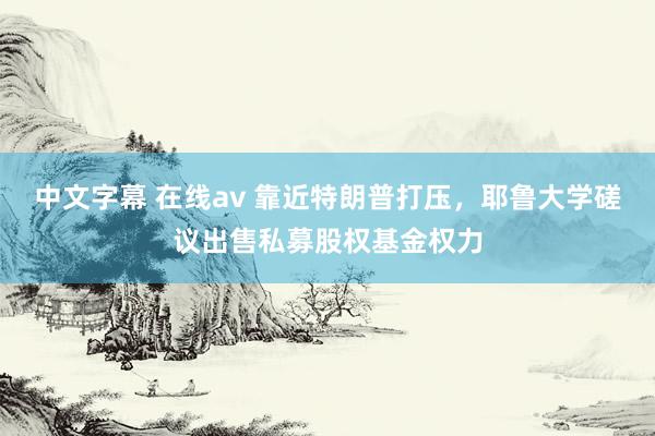 中文字幕 在线av 靠近特朗普打压，耶鲁大学磋议出售私募股权基金权力