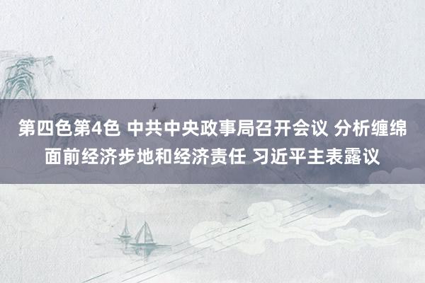 第四色第4色 中共中央政事局召开会议 分析缠绵面前经济步地和经济责任 习近平主表露议